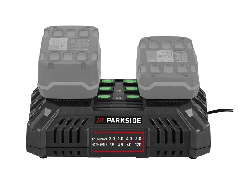 Carregador de bateria dupla PARKSIDE® PDSLG 20 B1, 2 x 4,5 A, 20 V