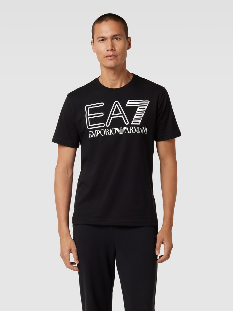 T-Shirt mit Label-Print in schwarz