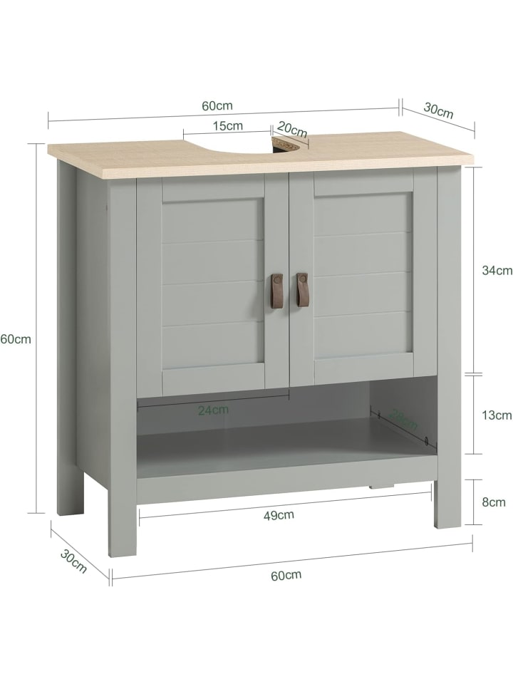 SoBuy Waschbeckenunterschrank in Hellgrau - (B)60 x (H)60 x (T)30cm günstig kaufen onesize