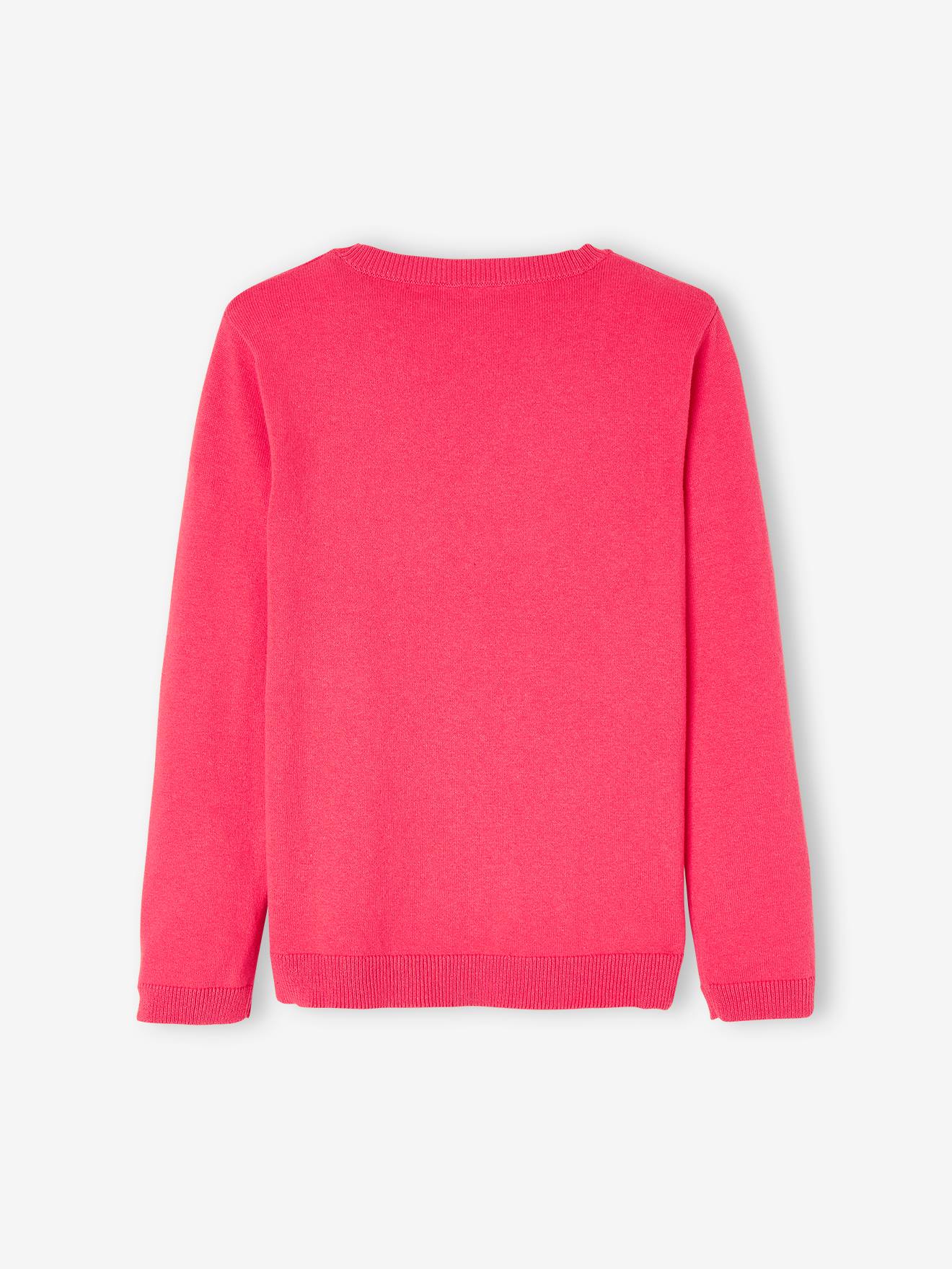 Pull Basics à message détails irisés fille framboise