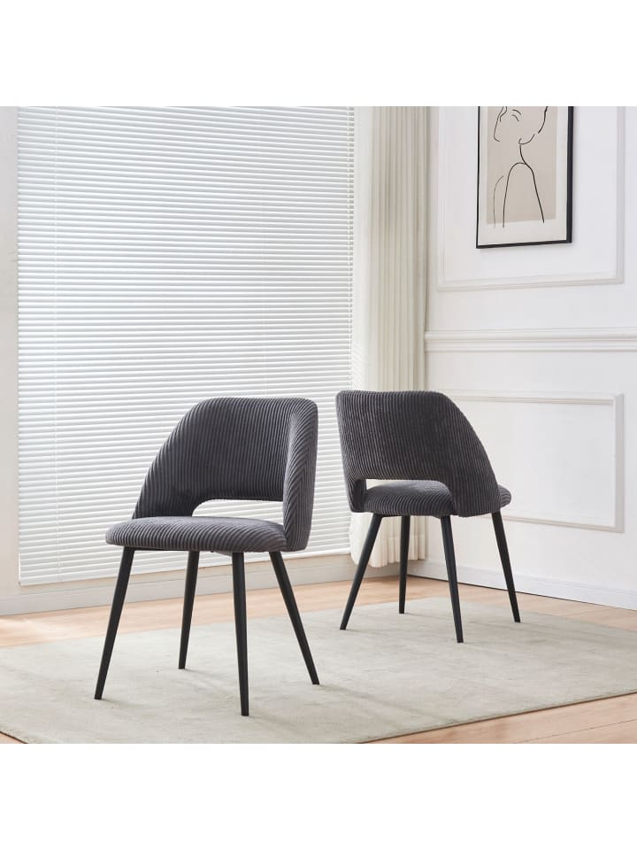 B&D Home 2er-Set: Esszimmerstuhl VICKY in Anthrazit - (B)53 x (H)81 x (T)58 cm günstig kaufen onesize