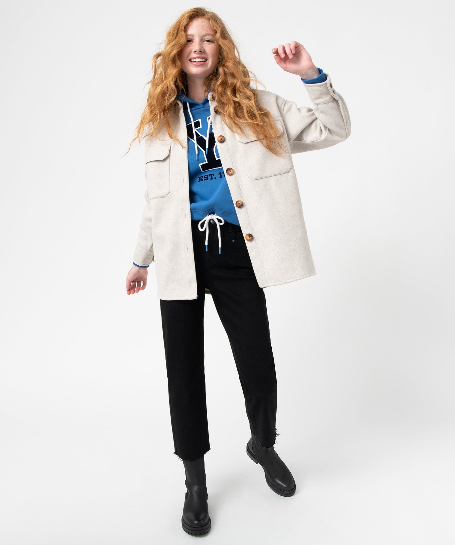 Veste femme forme chemise aspect drap de laine beige | GEMO