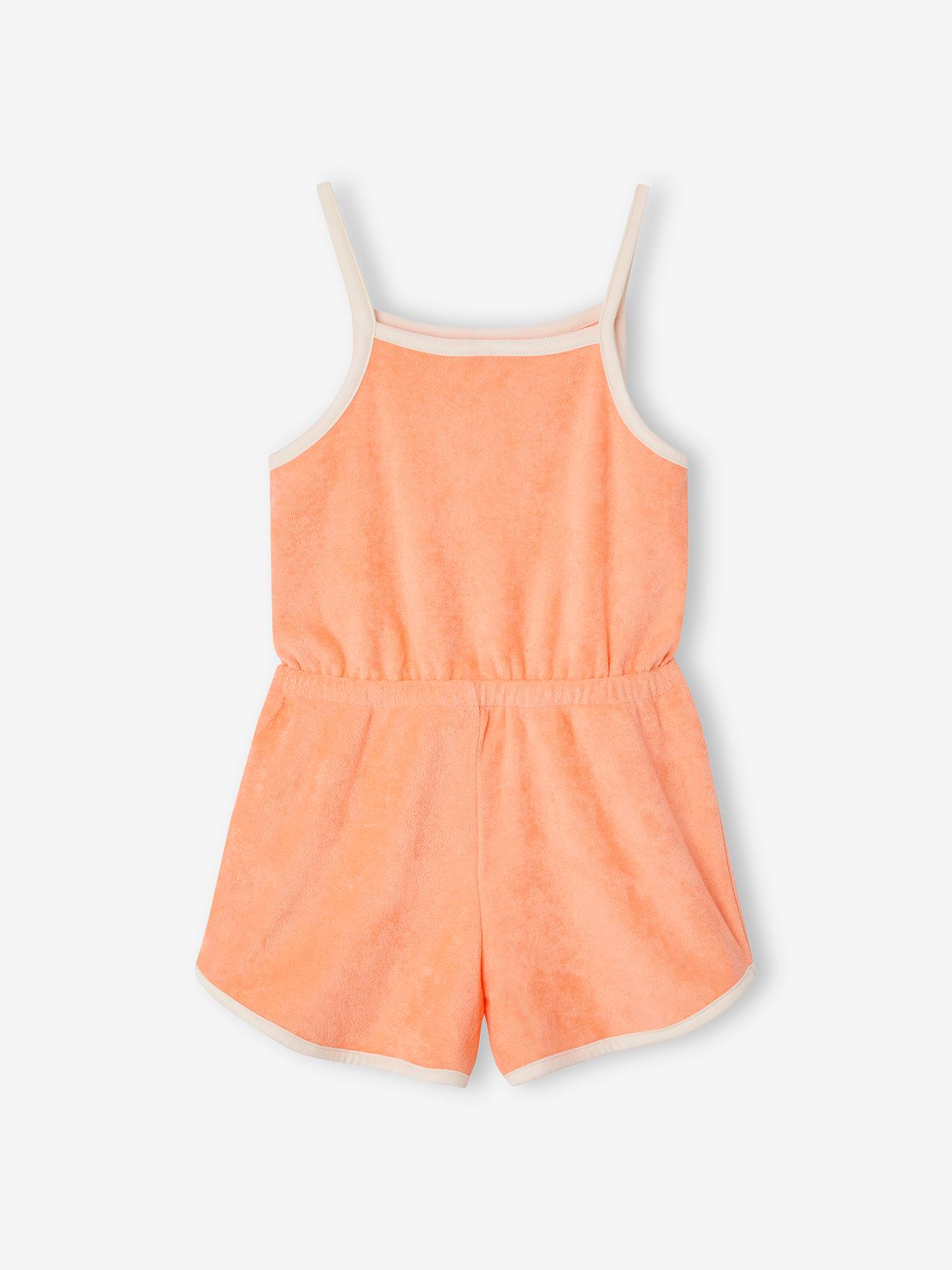 Vertbaudet Kurzer Mädchen Jumpsuit aus Frottee - pfirsich
