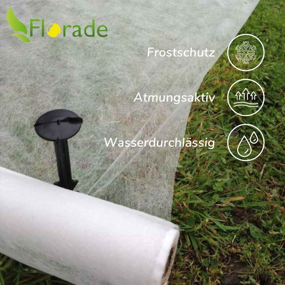 Florade Winterschutzvlies Wintervlies - Thermovlies - Winter Pflanzenschutz - Frostschutz, 19g/m² - 1,6m x 1m