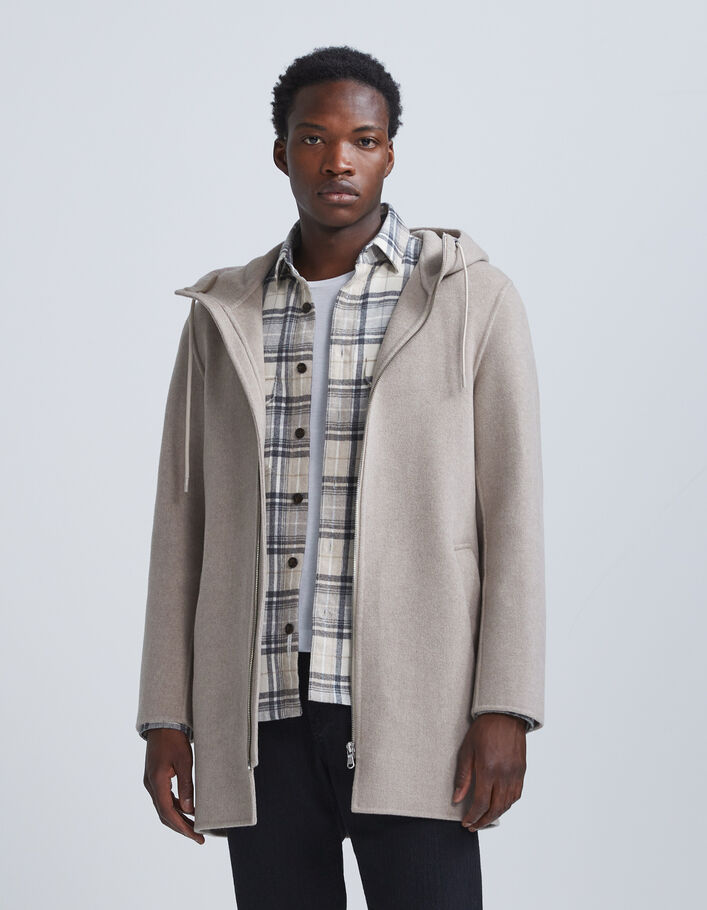 Manteau vison zippé à capuche Homme