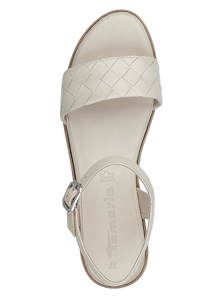 Tamaris Leder-Keilsandaletten in Creme günstig kaufen 40
