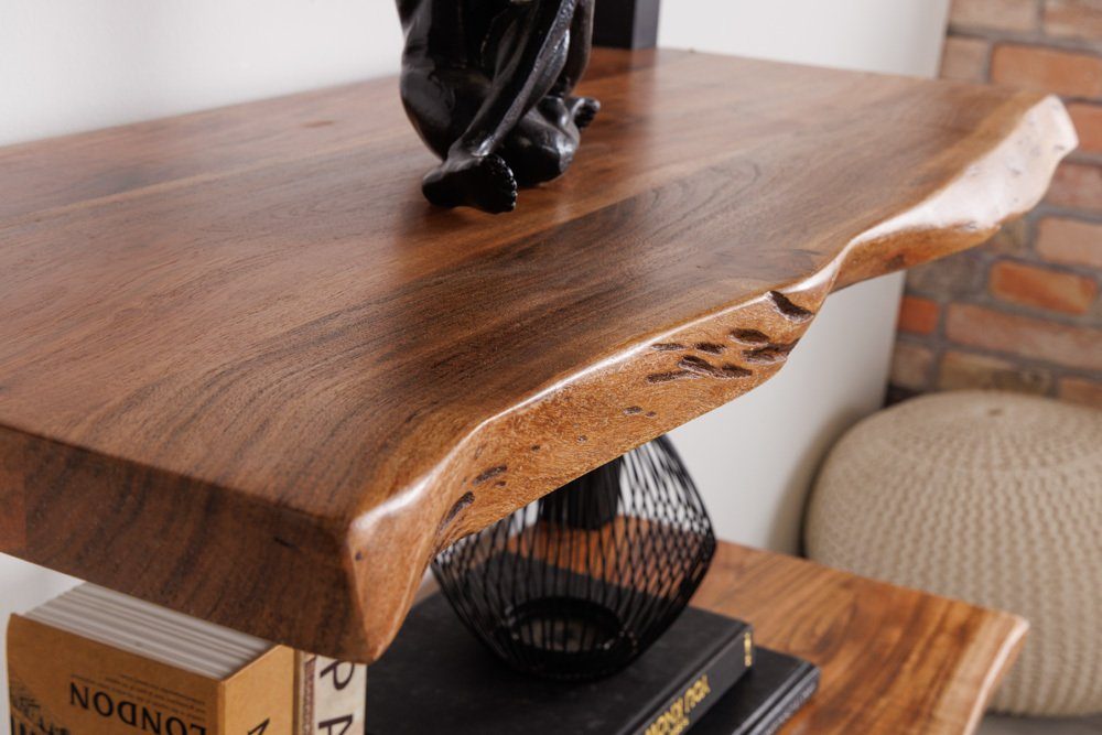 riess-ambiente Bücherregal MAMMUT 178cm natur / schwarz, 1-tlg., Wohnzimmer · Massivholz · Raumteiler · Baumkante