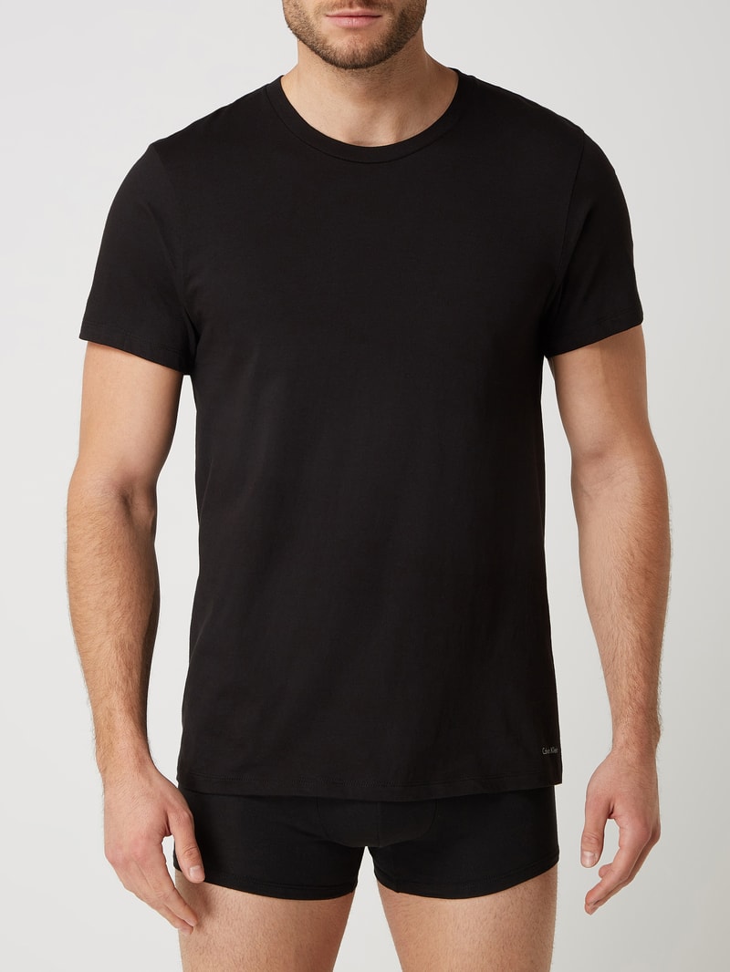 T-Shirt mit Stretch-Anteil im 3er-Pack in schwarz