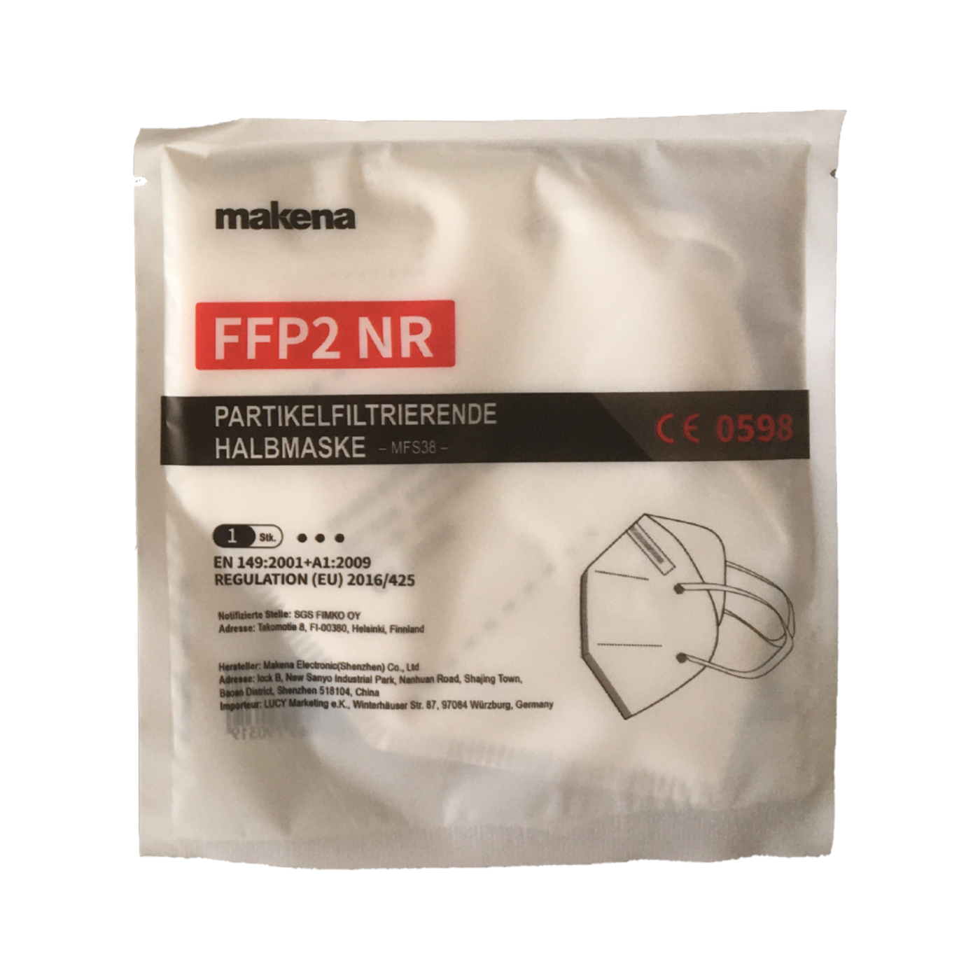 FMK FFP2 Einweg-Gesichtsmaske CE Weiss