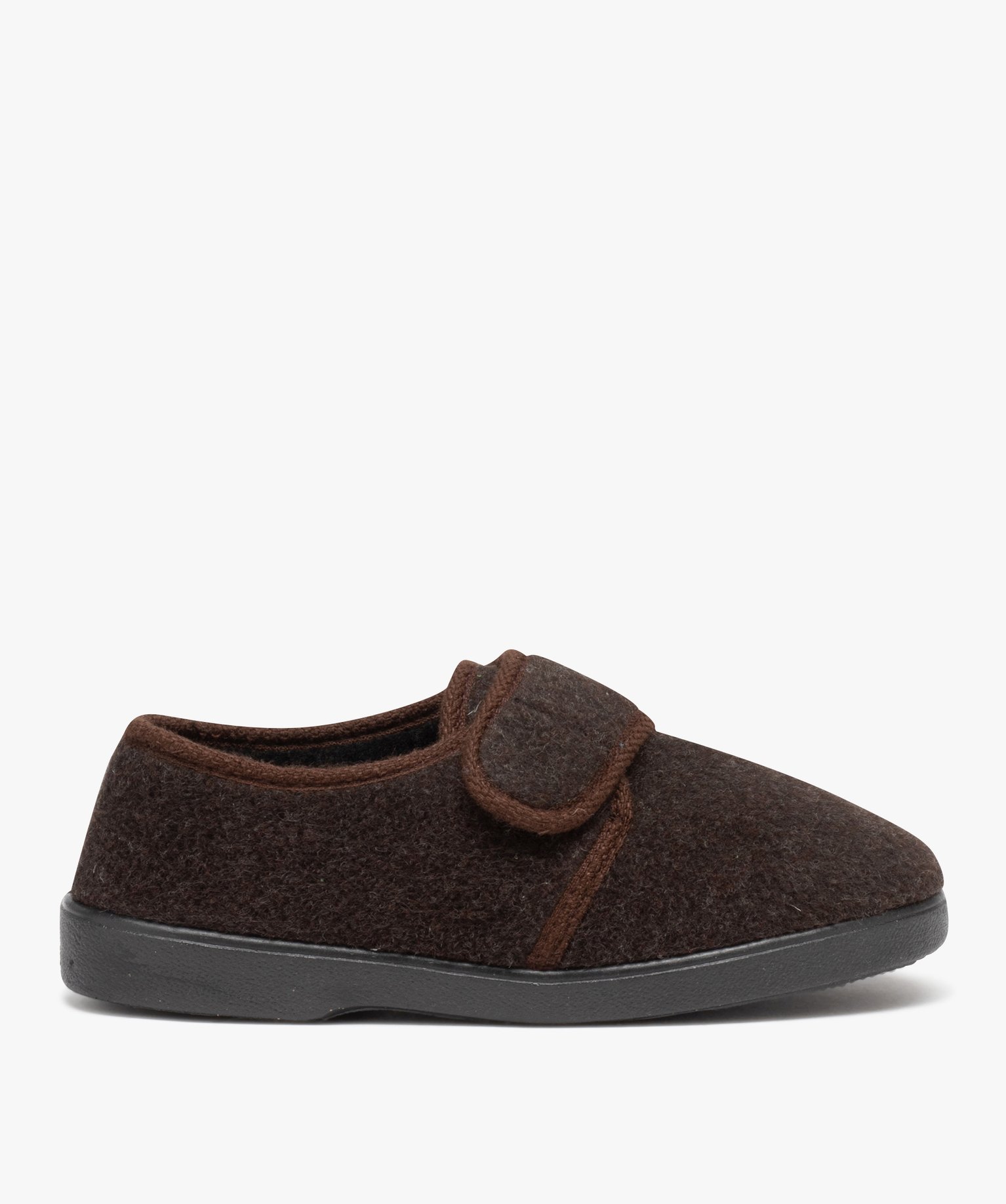 Chaussons homme velours uni et fourrés laine marron | GEMO