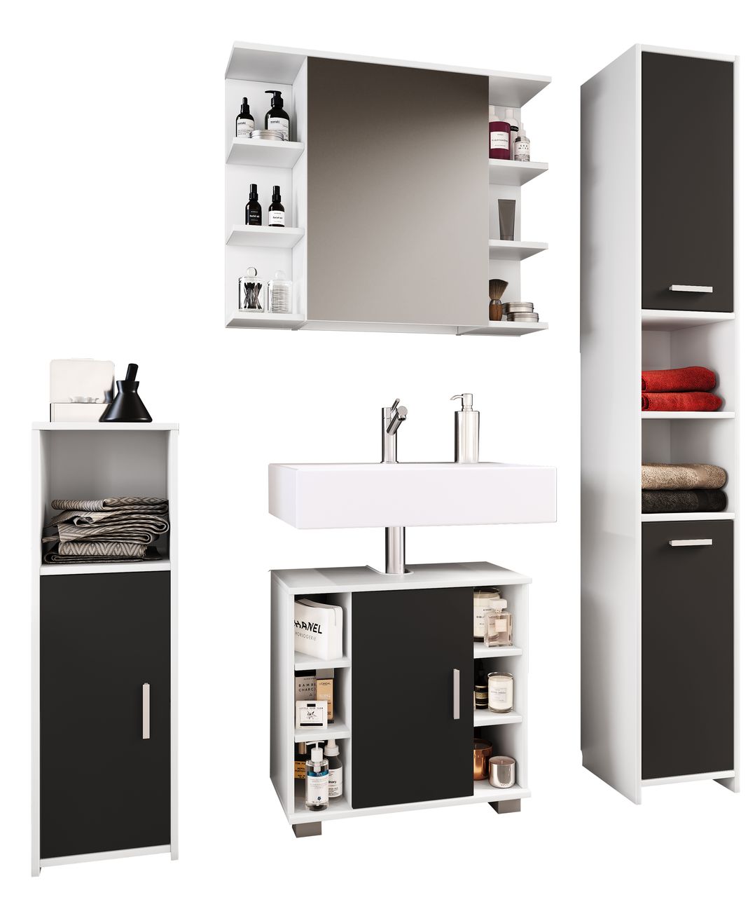 VCM 4-tlg. Badmöbelset Badezimmer Set 