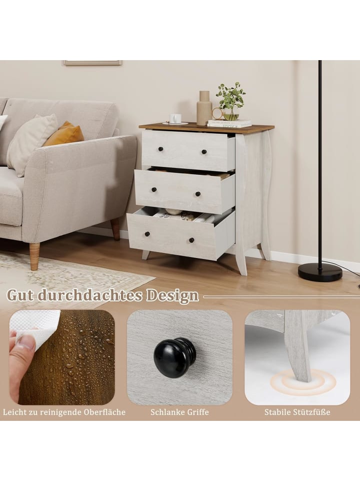 COSTWAY Kommode mit 3 Schubladen 38.5T x 67.5B x 76.5H cm in Grau günstig kaufen onesize