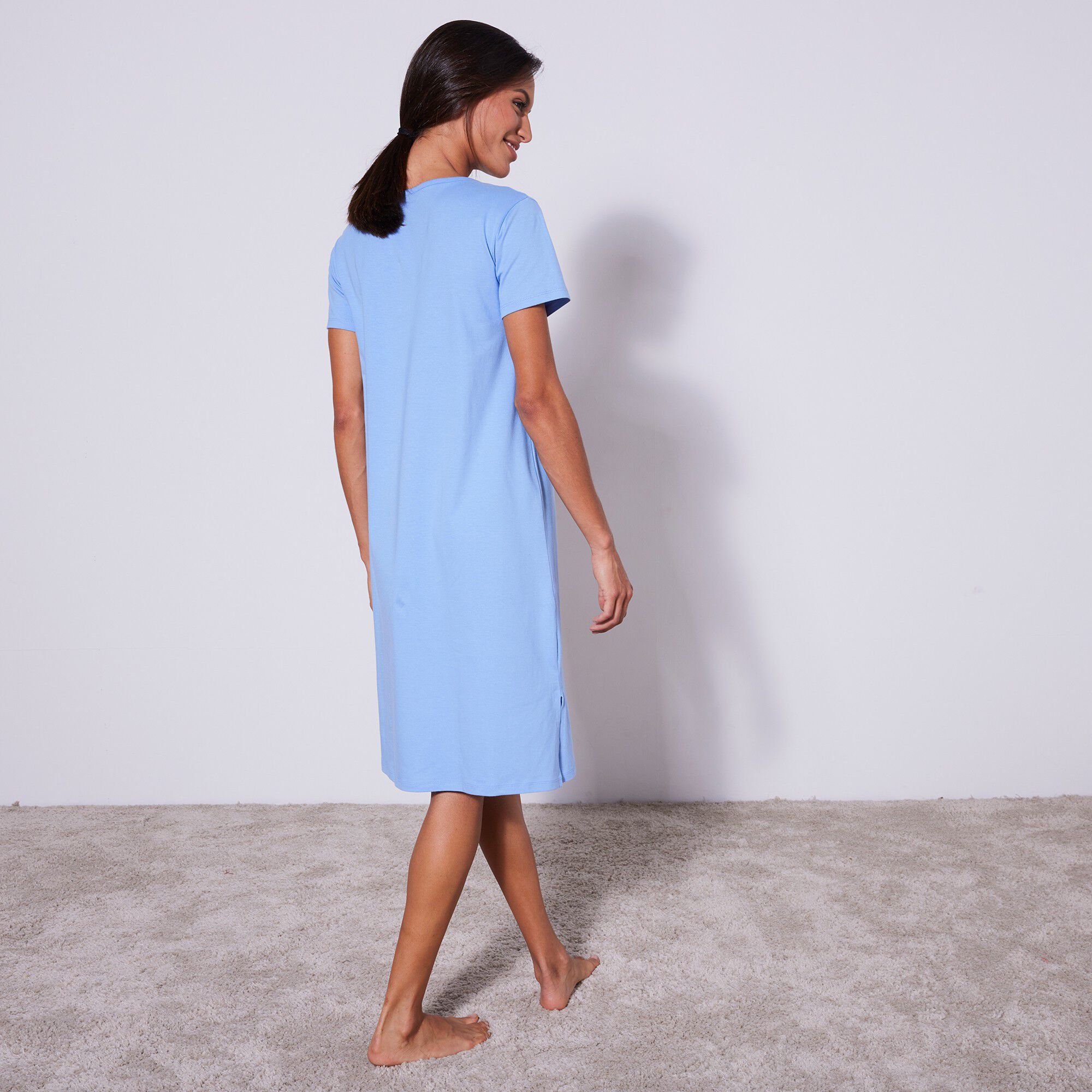 Chemise de nuit courte manches courtes imprimé « tea time »