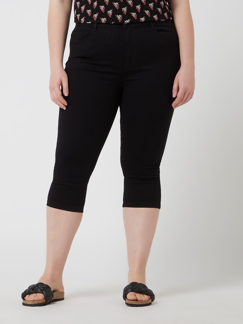 PLUS SIZE Skinny Fit Caprijeans mit Stretch-Anteil Modell 'Augusta' in schwarz