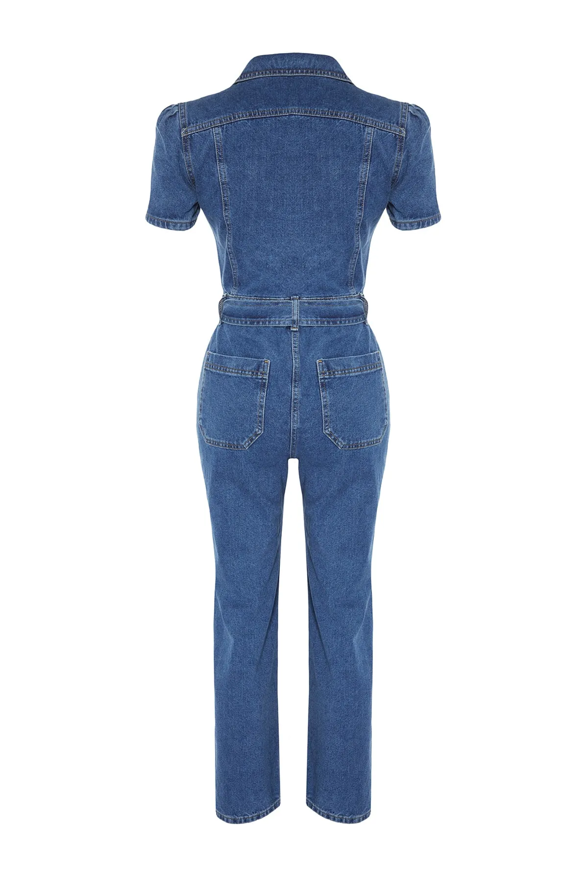 Trendyol Collection  Blauer Jeans-Jumpsuit mit Gürtel TWOSS20TU0156