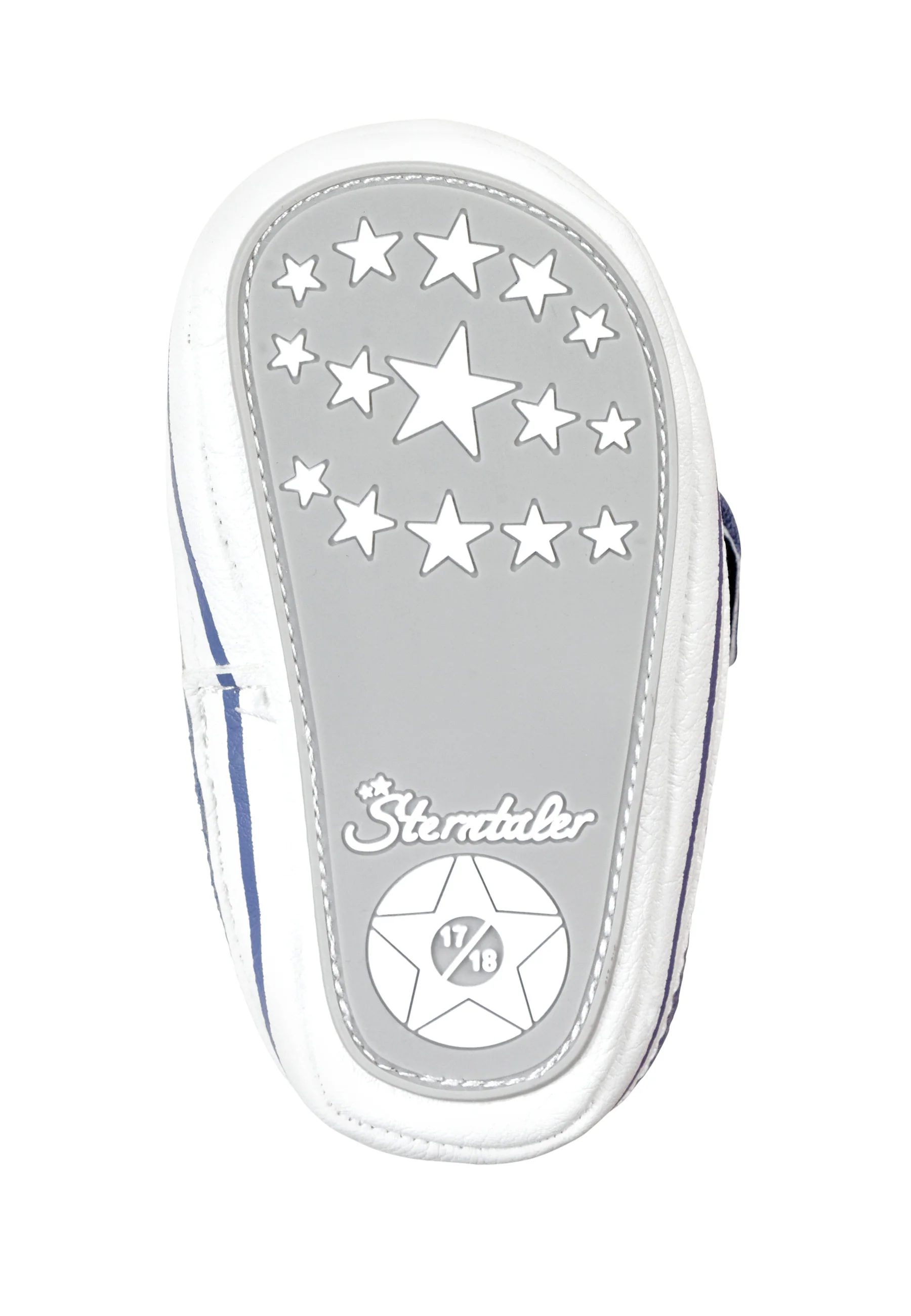 Babyschuh aus Baumwollstoff in Silber mit Paspel