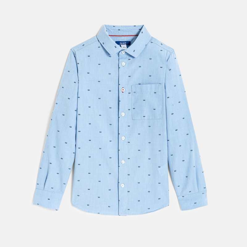 Chemise Oxford imprimée bleu Garçon