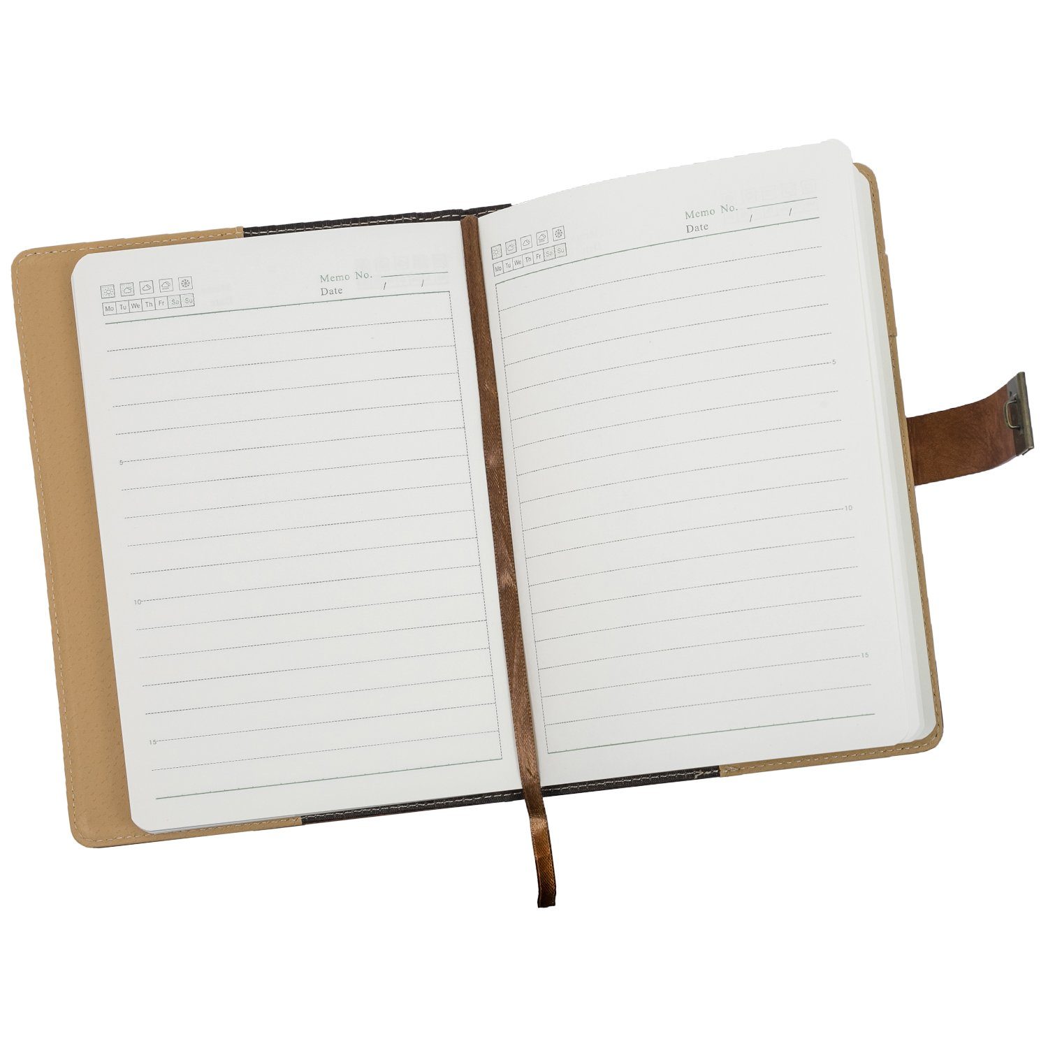 HMF Notizbuch TB1-RUD-A5-19, Tagebuch mit Code Schloss, liniert, Vintage, Kunstleder, A5, Braun