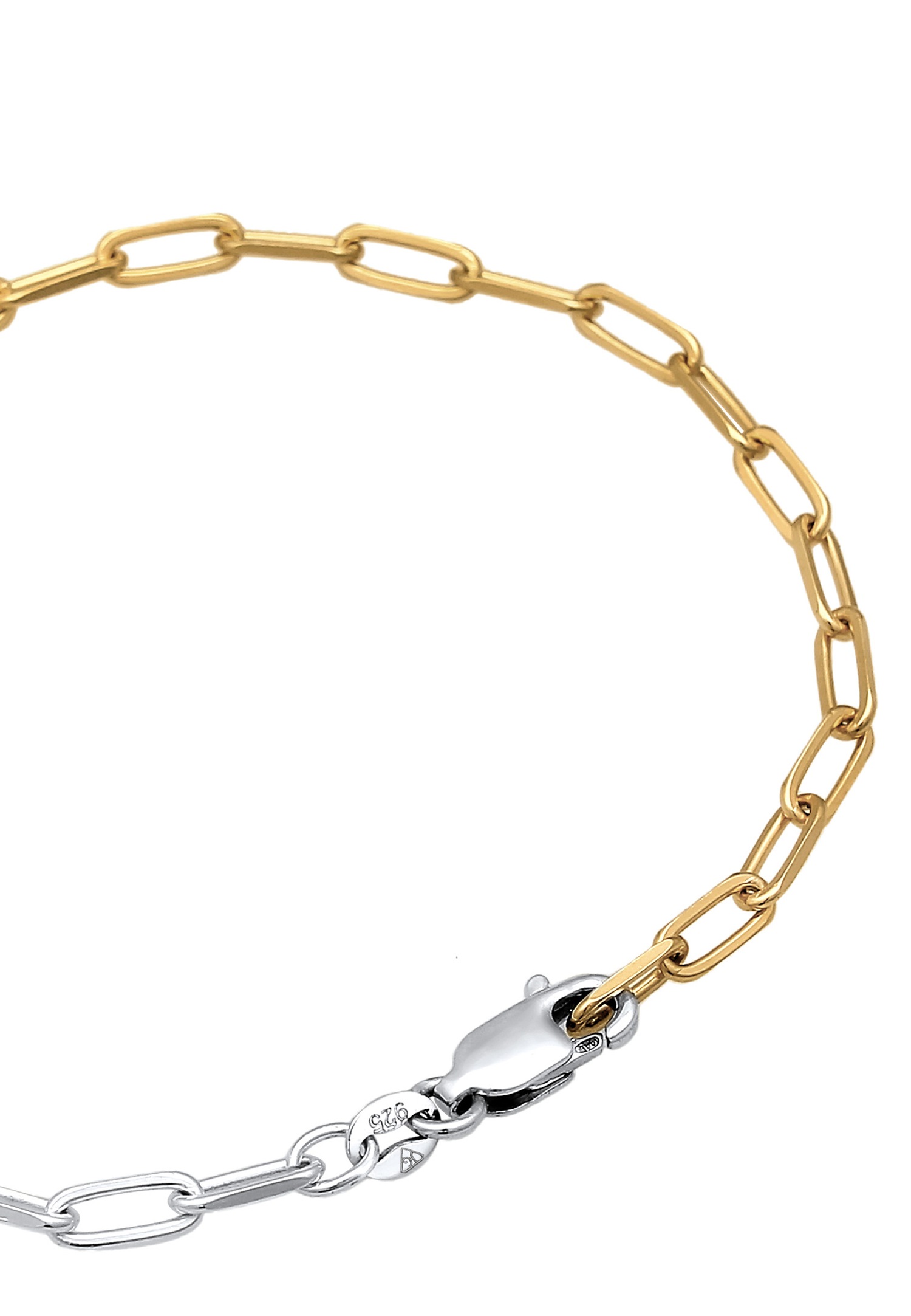 Elli Damen-Gliederkette – Verstellbare, zweifarbige, goldplattierte ovale Basis aus 925er Sterlingsilber