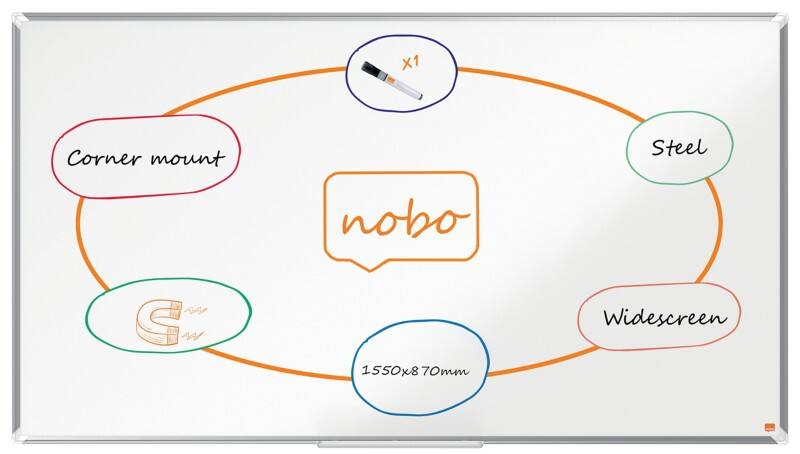Nobo Premium Plus Widescreen Whiteboard 1915373 Wandmontiert Magnetisch Lackierter Stahl 155 x 87 cm