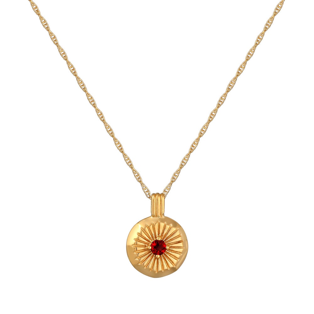 Elli Elli Collier Femmes Pendentif Monnaie Soleil classique avec pierre de grenat en A collier