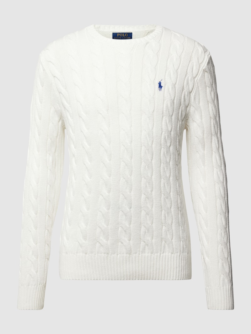 Strickpullover mit Zopfmuster Modell 'Driver' in weiß