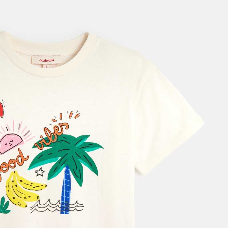 T-shirt fille blanc en coton recyclé Catimini
