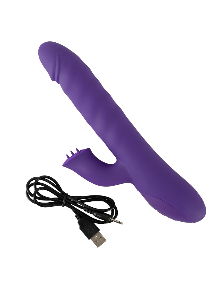 Sweet Smile Stoßvibrator mit Klitorisreizer Thrusting & Rotating Pearl Vibrator in lila günstig kaufen 24 cm