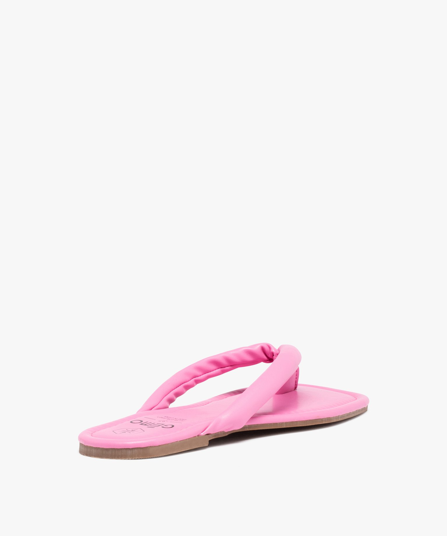 Sandales femme à entre-doigts uni matelassé rose | GEMO