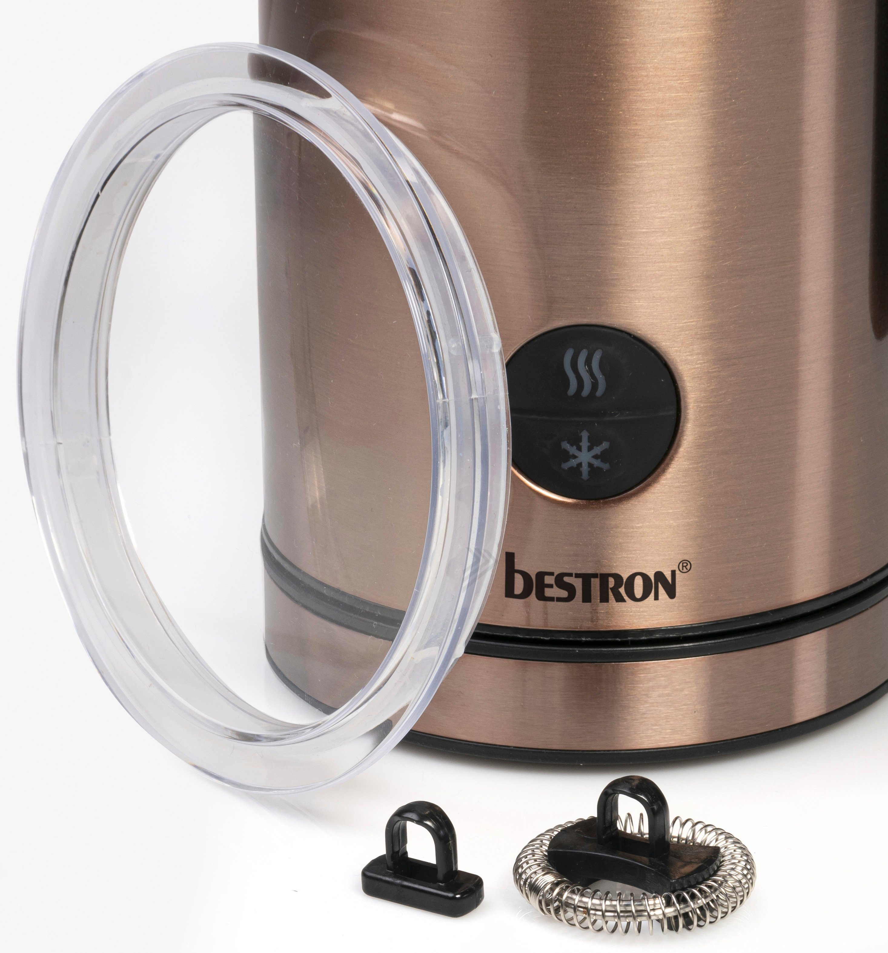 bestron Milchaufschäumer AMK1000CO, 550 W, 360°- Basis, 300ml, antihaftbeschichtet, Füllstandsmarkierung