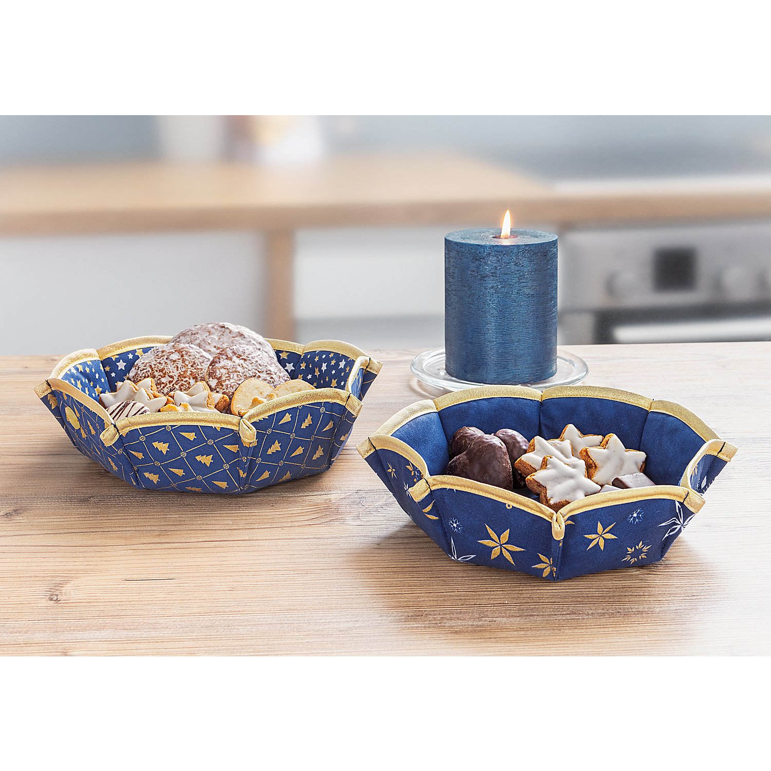 Baumwollstoff Weihnachtsbäume & Rauten 
