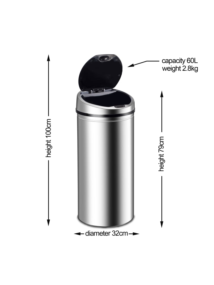 Ribelli Sensor Mülleimer 60L, chrom günstig kaufen onesize