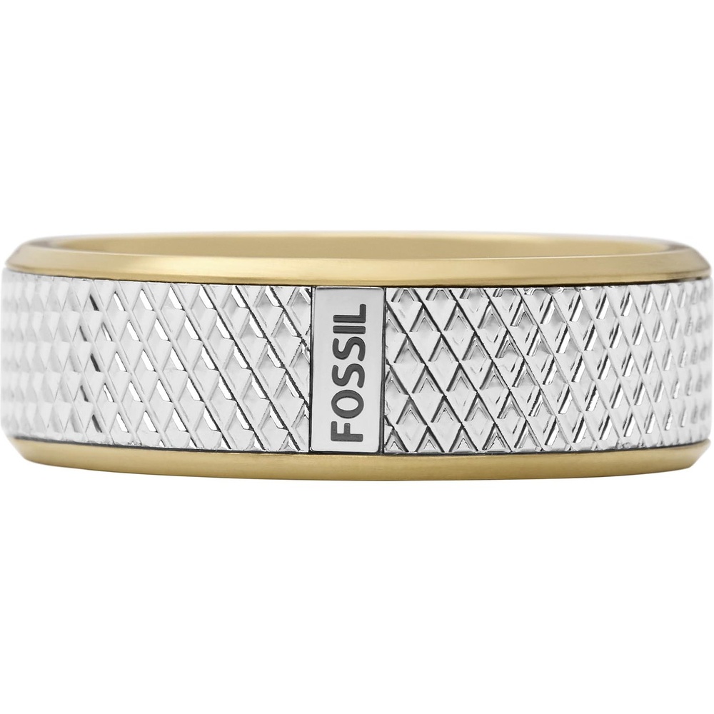 Fossil Bague pour hommes Acier inoxydable bicolore Bague