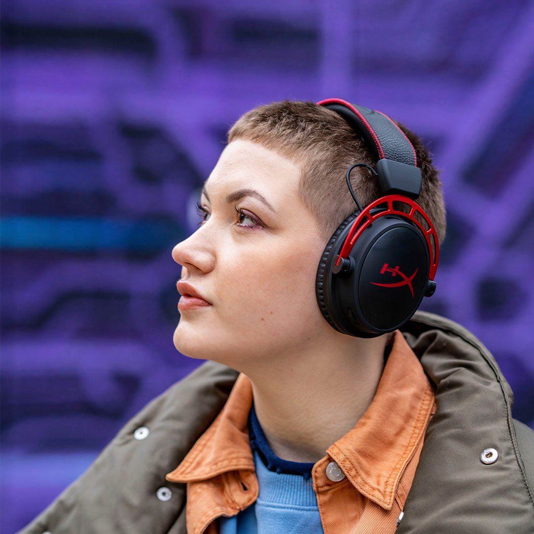 HyperX Cloud Alpha Wireless Gaming-Headset (LED Ladestandsanzeige, Mikrofon abnehmbar, Rauschunterdrückung)
