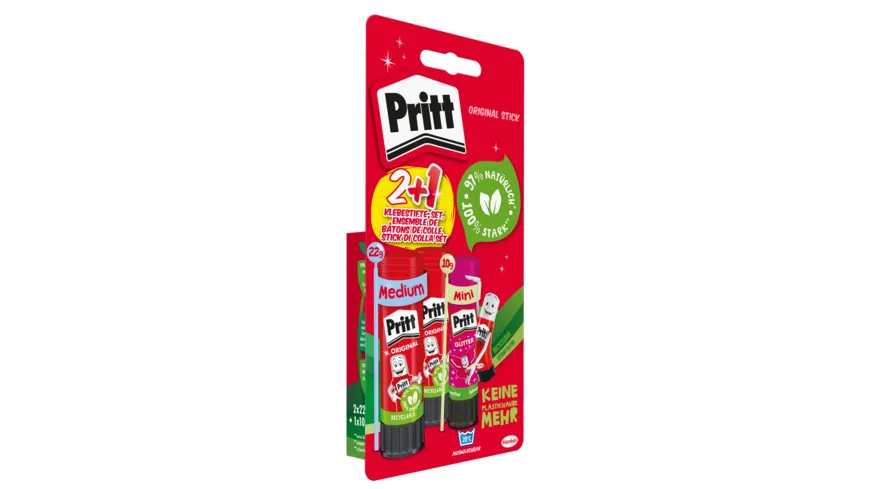 Pritt Klebestift 2x22g + 1x10g Pritt Klebestift Glitzer Pink 54 g
