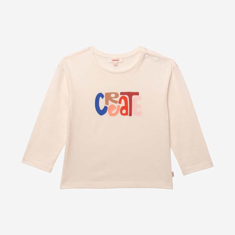 T-shirt bébé fille message blanc en coton recyclé Catimini