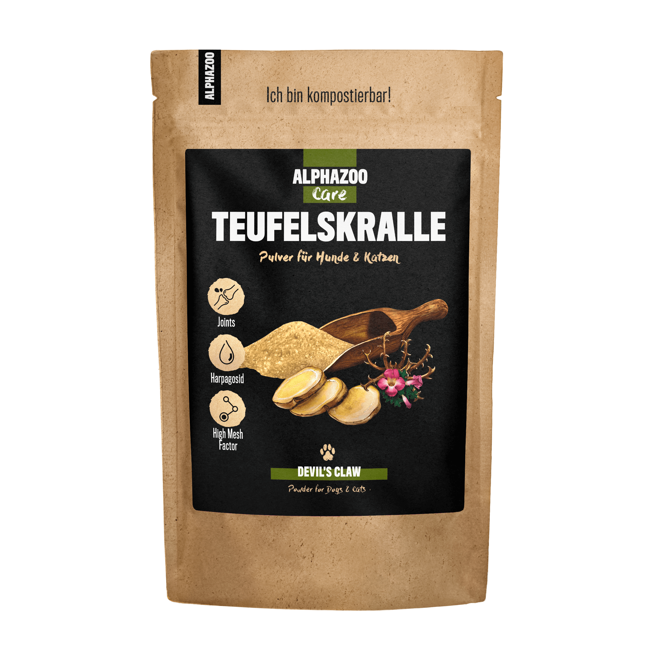 ALPHAZOO Ergänzungsfutter & Aufzucht ALPHAZOO Afrikanische Teufelskralle gemahlen für Hunde und Katzen 500 g