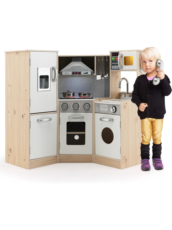 COSTWAY Spielküche mit Sound & Licht ab 3 Jahren in Hellbraun günstig kaufen onesize