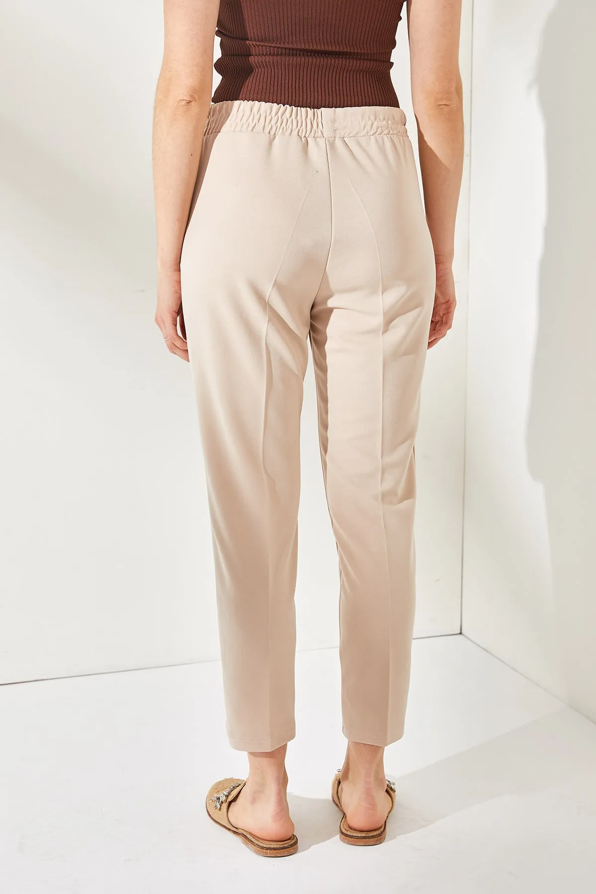 Olalook  Steinige Damen-Karottenhose mit elastischer Taille und Tasche PNT-19000203