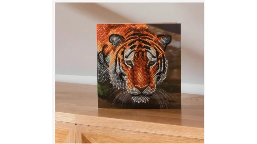 Craft Buddy - Crystal Art Diamond Painting Card Kit Tiger, 18 x 18 cm
