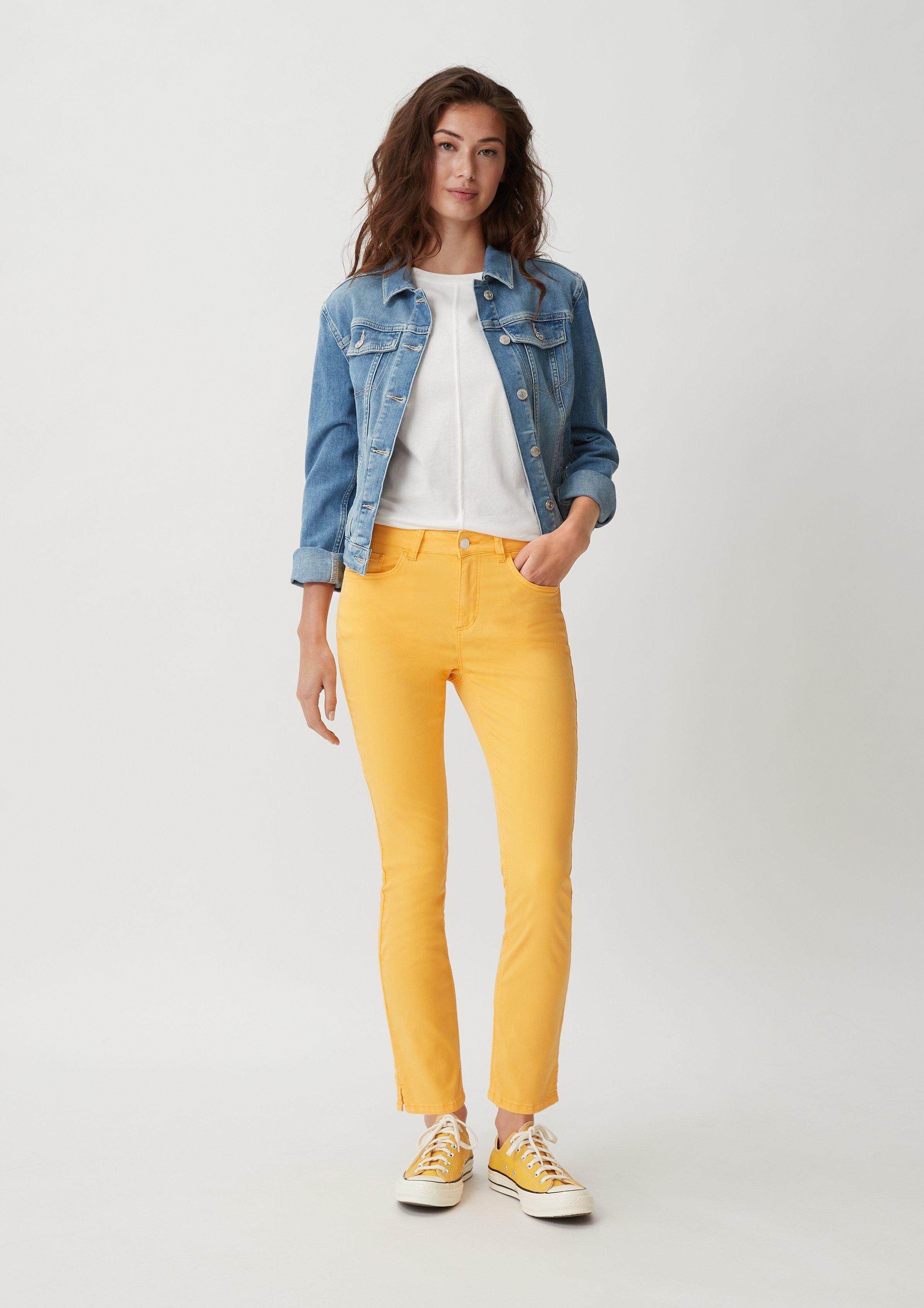 Skinny: Hose aus Baumwollsatin - goldgelb