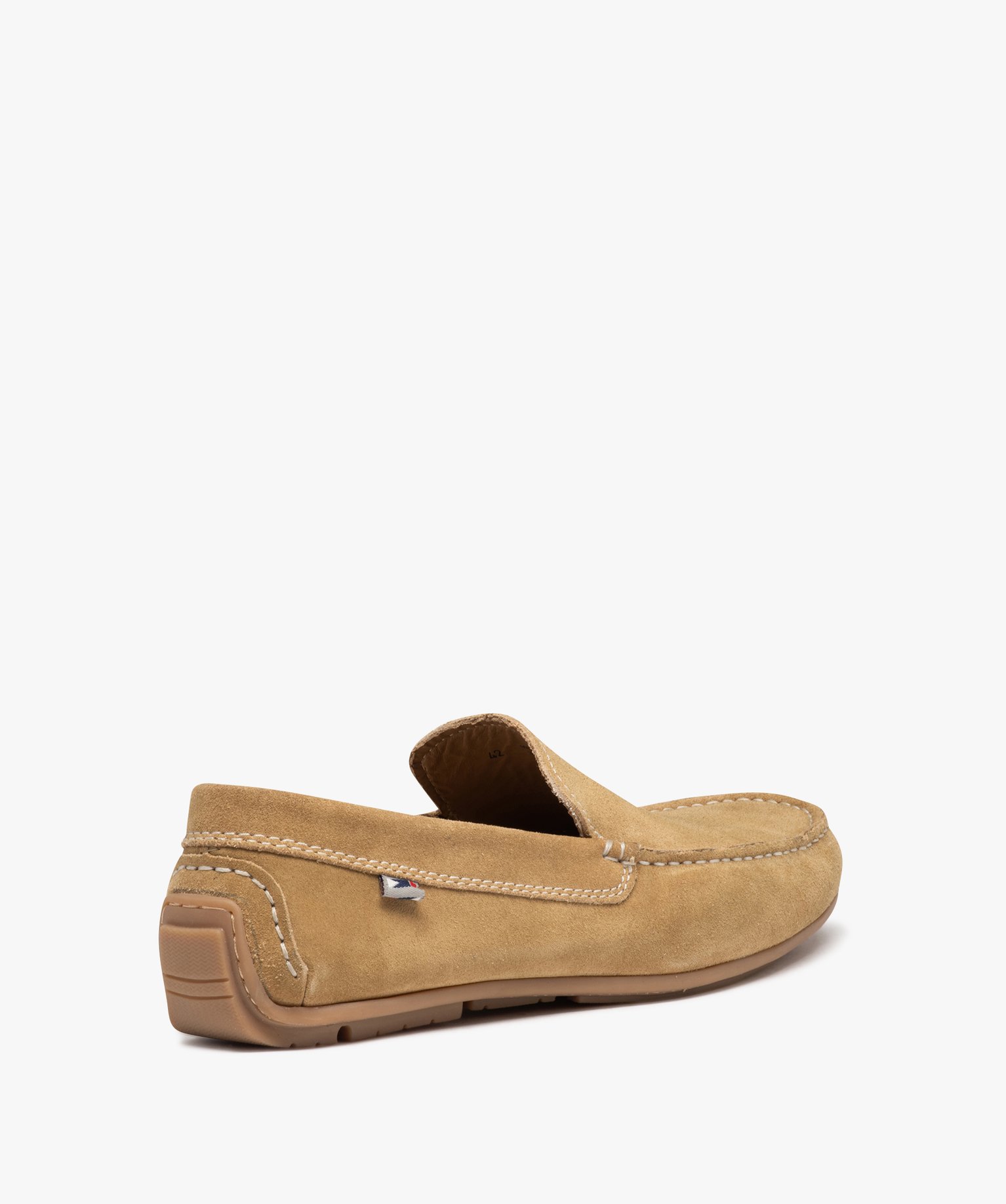 Mocassins homme unis en cuir velours beige | GEMO