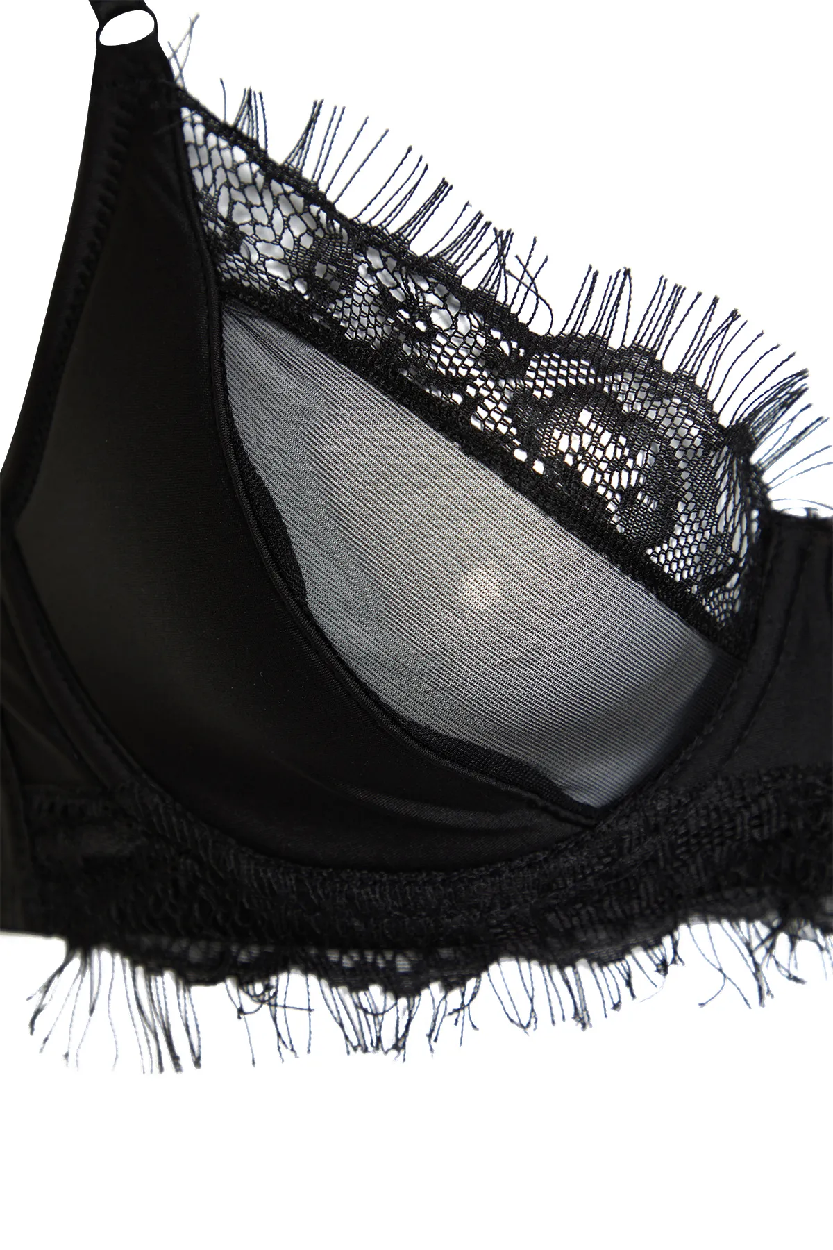 Trendyol Collection  Schwarzer T-Shirt-BH mit Mikrospitze und Tülldetail, Strick-BH THMSS24SU00063