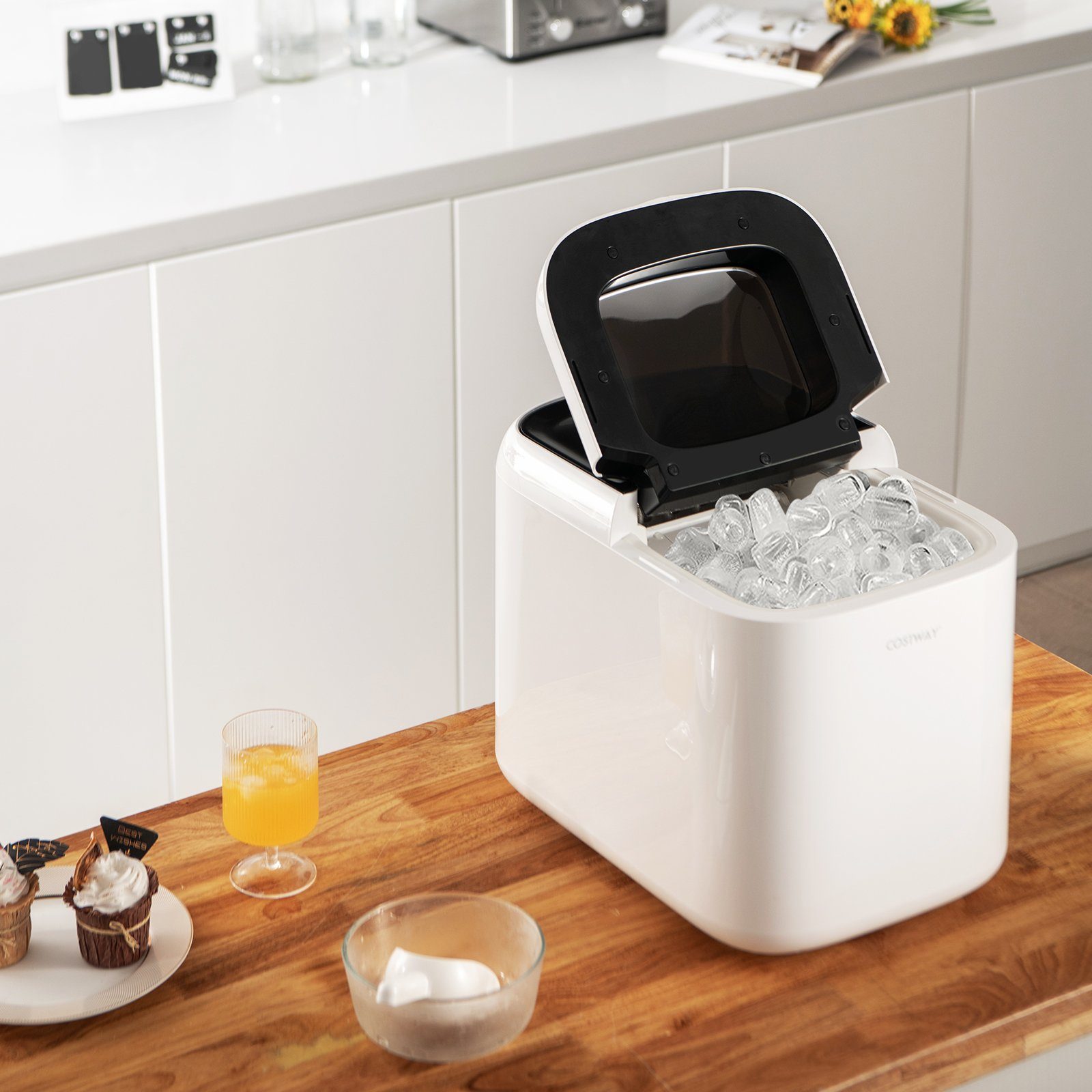 COSTWAY Eiswürfelmaschine, 9 Eiswürfel in 6-8 min, 15kg 24 H, 2L Wassertank
