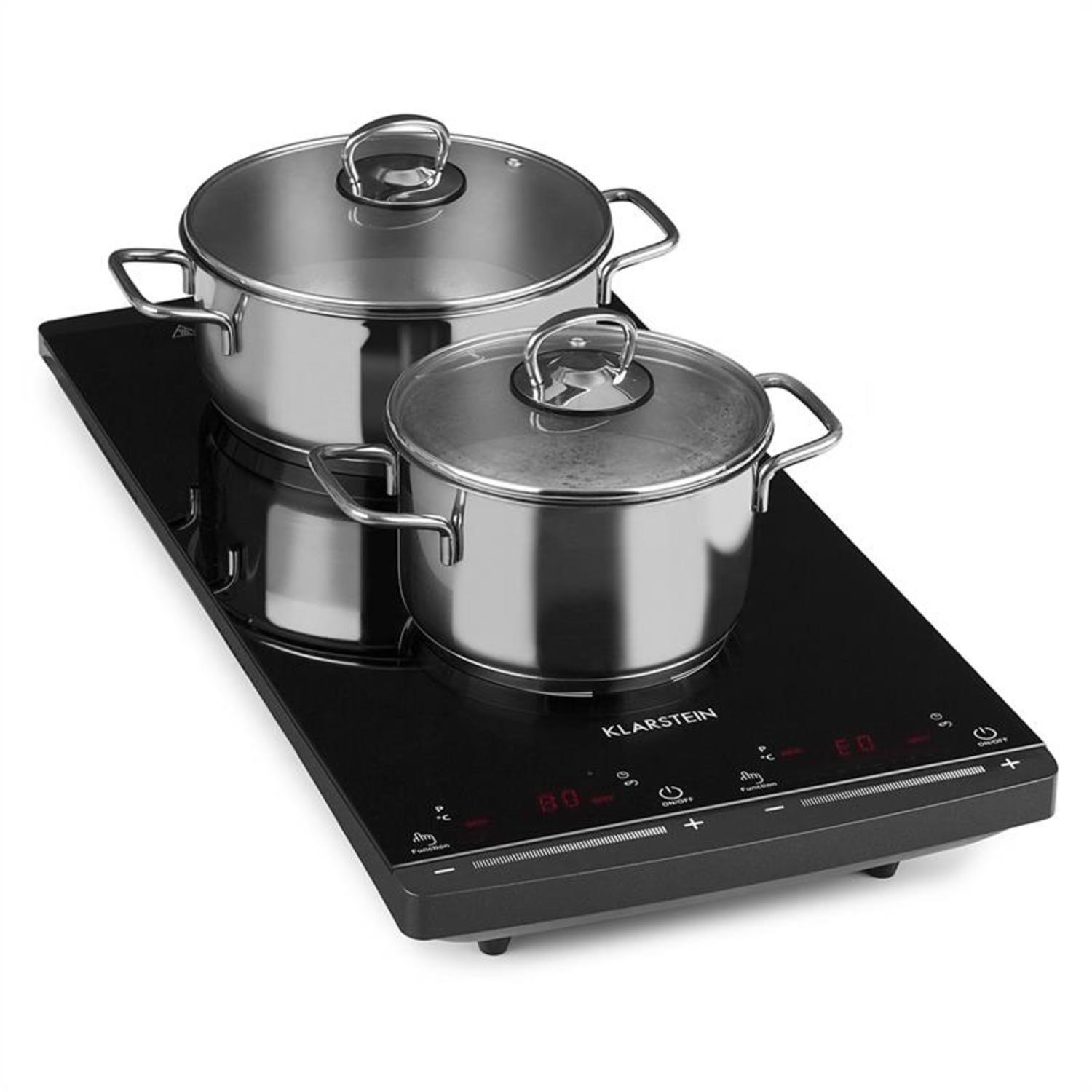 Klarstein Induktions-Kochfeld VariCook Slim Induktionskochfeld 2 Kochplatten 2900W 60-240 °C schwarz CP3-Varicook-Slim-Do, Doppel Induktionskochplatte 2 Kochfelder Platten Camping mobil