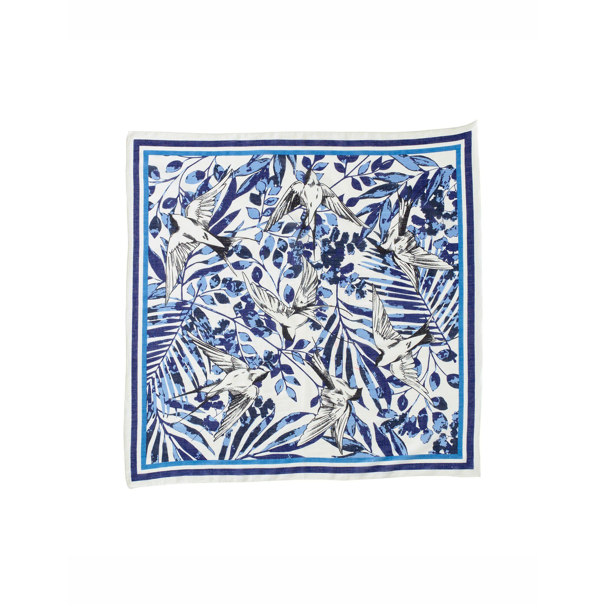 Foulard imprimé hirondelles, voile de coton