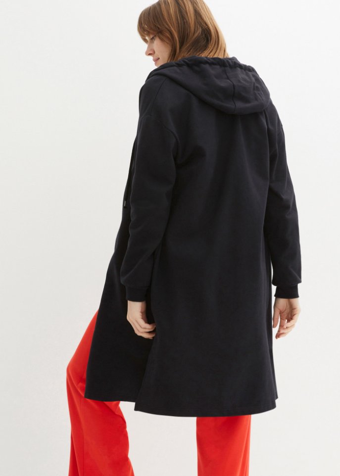 Extra lange Sweatjacke mit Seitenschlitzen