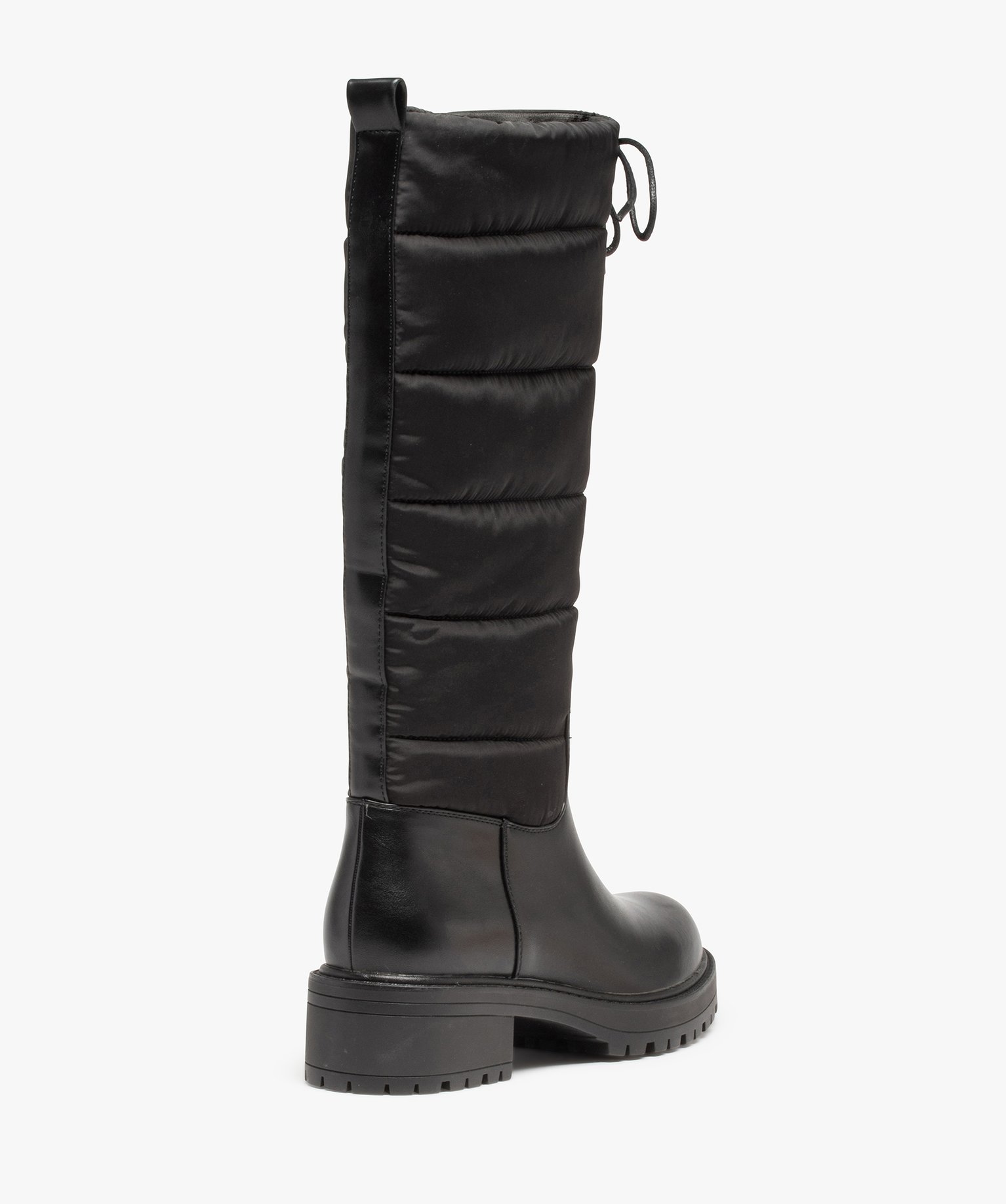 Bottes femme unies à semelle crantée et tige matelassée noir | GEMO
