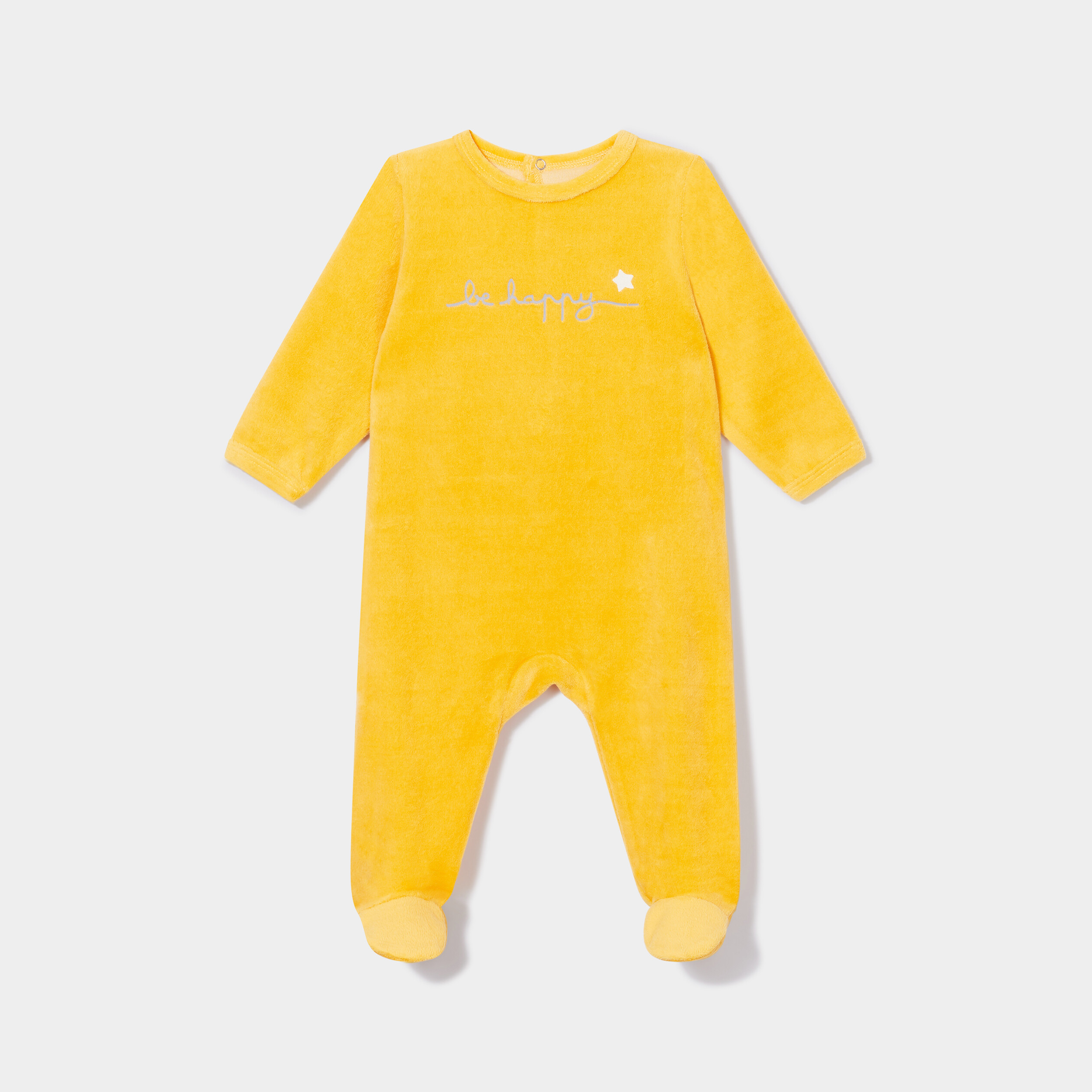 Dors-bien velours manches longues jaune moutarde bébé garçon | La Halle