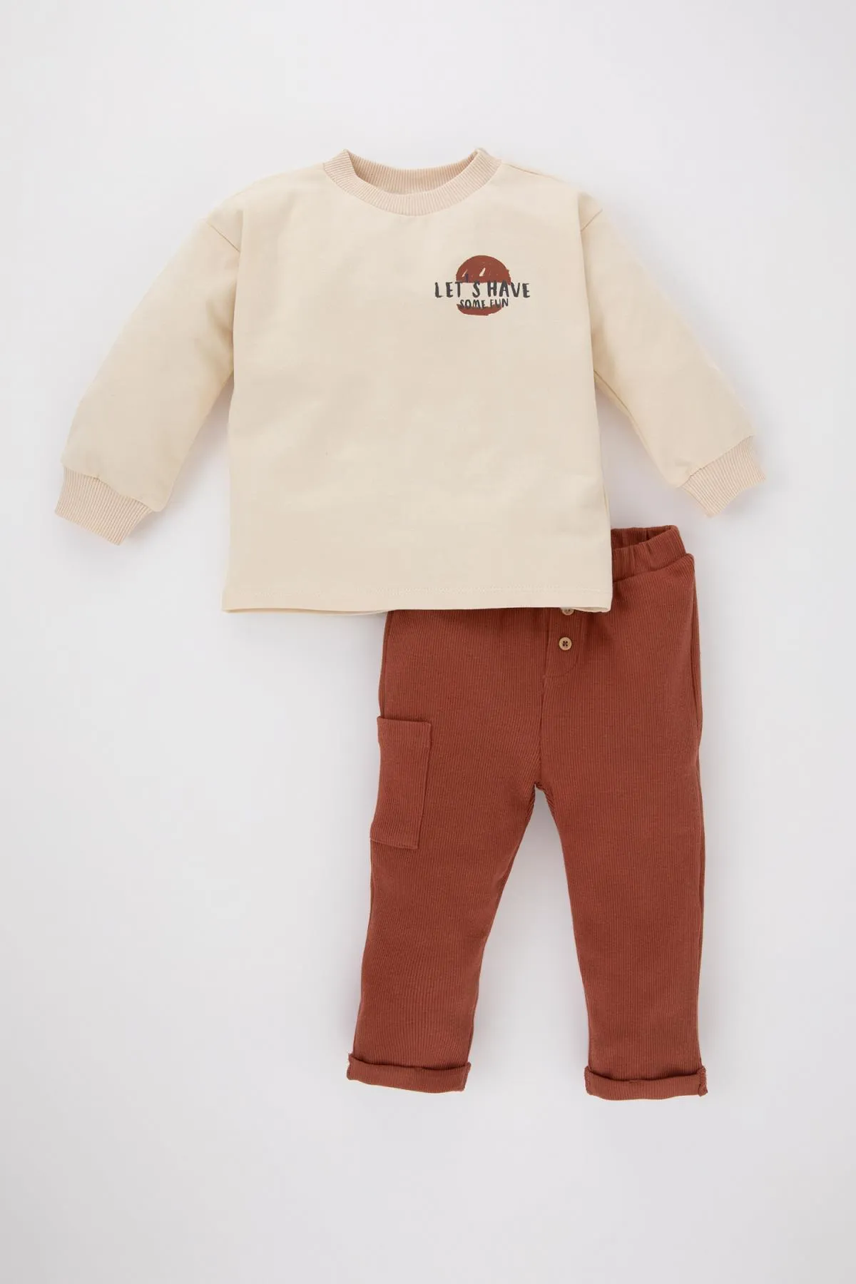 DeFacto  Bedrucktes Sweatshirt-Trainingsanzug-Unterteil für Babys, 2-teiliges Set